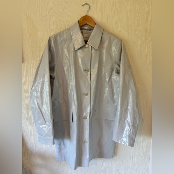The Group Babaton Maven Ice Cream Grey Gray Off White Egg Shell Trench Rain Coat - Picture 7 of 16